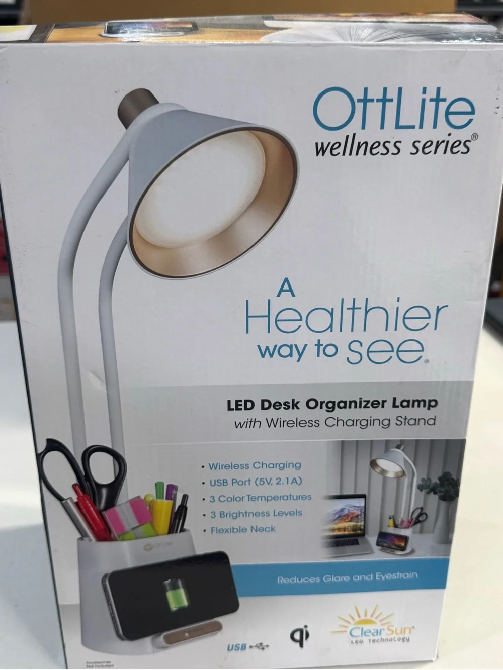 OttLite LED Desk Organizer Lamp 17.25” -Light LED Battery Powered Adjustable